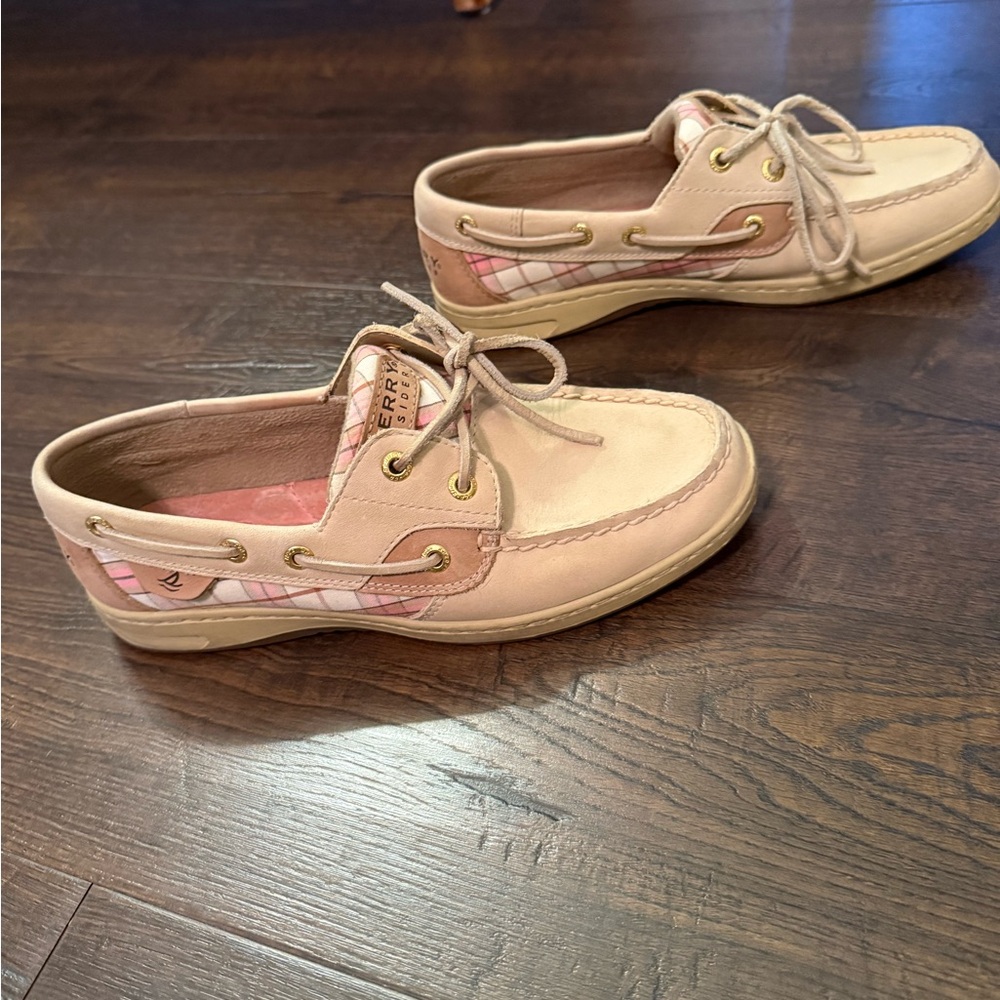Sperry Topsider shoes, tan with pink, size 7.5, EUC - Picture 4 of 6